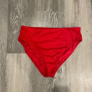 Red High Waisted Bikini Bottoms